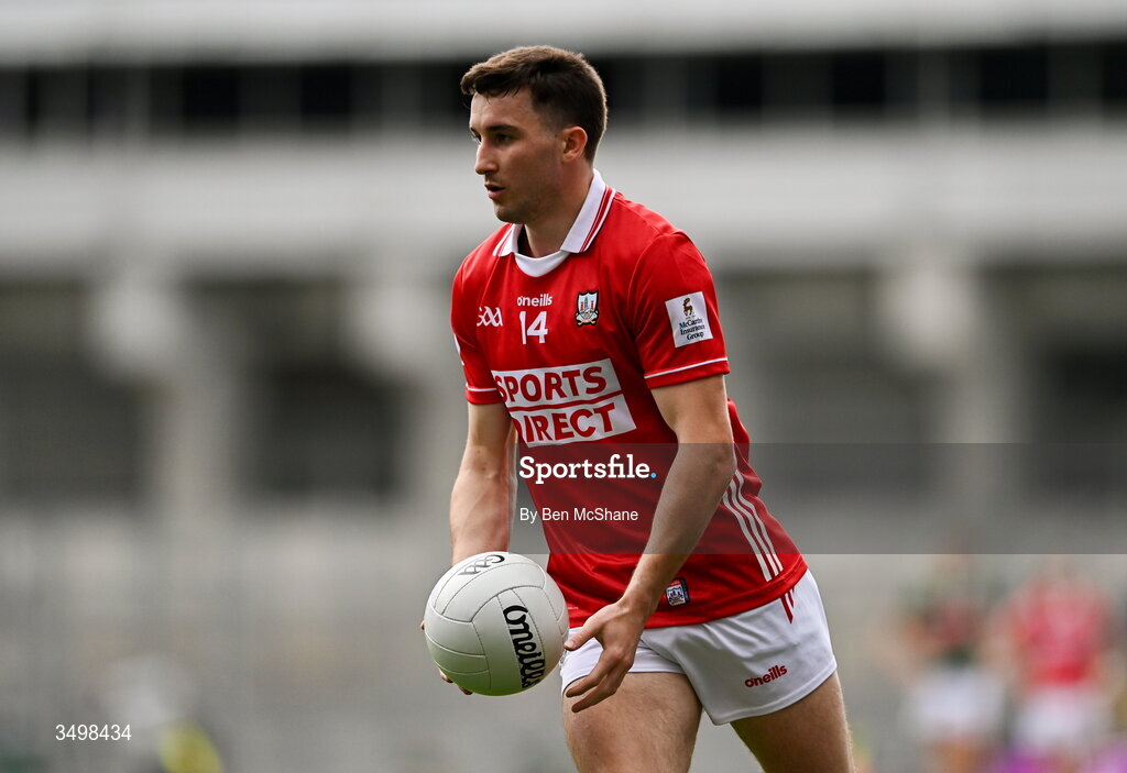 27 June 2026; Chris Óg Jones of Cork during the GAA Football All-Ireland Senior Championship quarter-final match between Cork and Mayo at Croke Park in Dublin. Photo by Ben McShane/Sportsfile