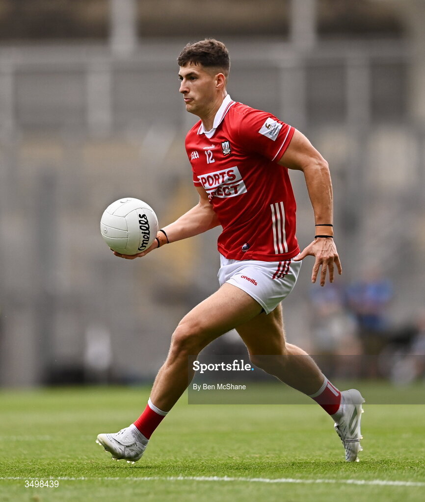 27 June 2026; Seán McDonnell of Cork during the GAA Football All-Ireland Senior Championship quarter-final match between Cork and Mayo at Croke Park in Dublin. Photo by Ben McShane/Sportsfile