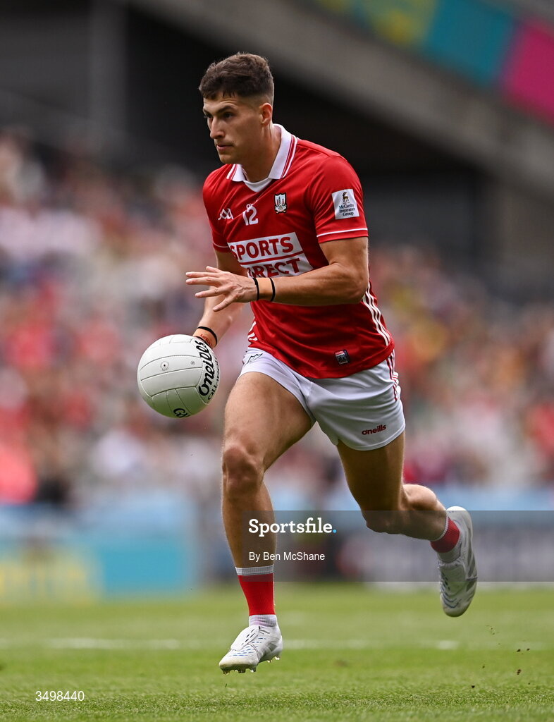 27 June 2026; Seán McDonnell of Cork during the GAA Football All-Ireland Senior Championship quarter-final match between Cork and Mayo at Croke Park in Dublin. Photo by Ben McShane/Sportsfile