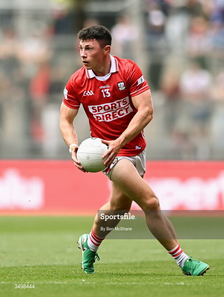 27 June 2026; Mark Cronin of Cork during the GAA Football All-Ireland Senior Championship quarter-final match between Cork and Mayo at Croke Park in Dublin. Photo by Ben McShane/Sportsfile