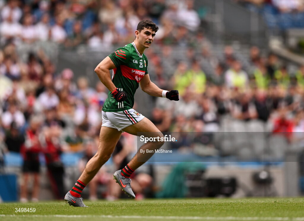 27 June 2026; Tommy Conroy of Mayo during the GAA Football All-Ireland Senior Championship quarter-final match between Cork and Mayo at Croke Park in Dublin. Photo by Ben McShane/Sportsfile