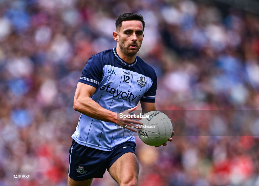 28 June 2026; Niall Scully of Dublin during the GAA Football All-Ireland Senior Championship quarter-final match between Dublin and Galway at Croke Park in Dublin. Photo by Piaras Ó Mídheach/Sportsfile