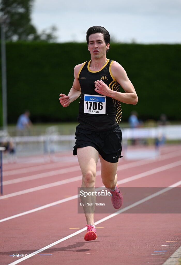 5 July 2026; Donal Farren of Letterkenny A.C., competes in the Senior men's 10000m during day two of the 123.ie National U20 & U23 Track & Field Championships at Tullamore Harriers Athletics Club in Tullamore, Offaly. Photo by Paul Phelan/Sportsfile