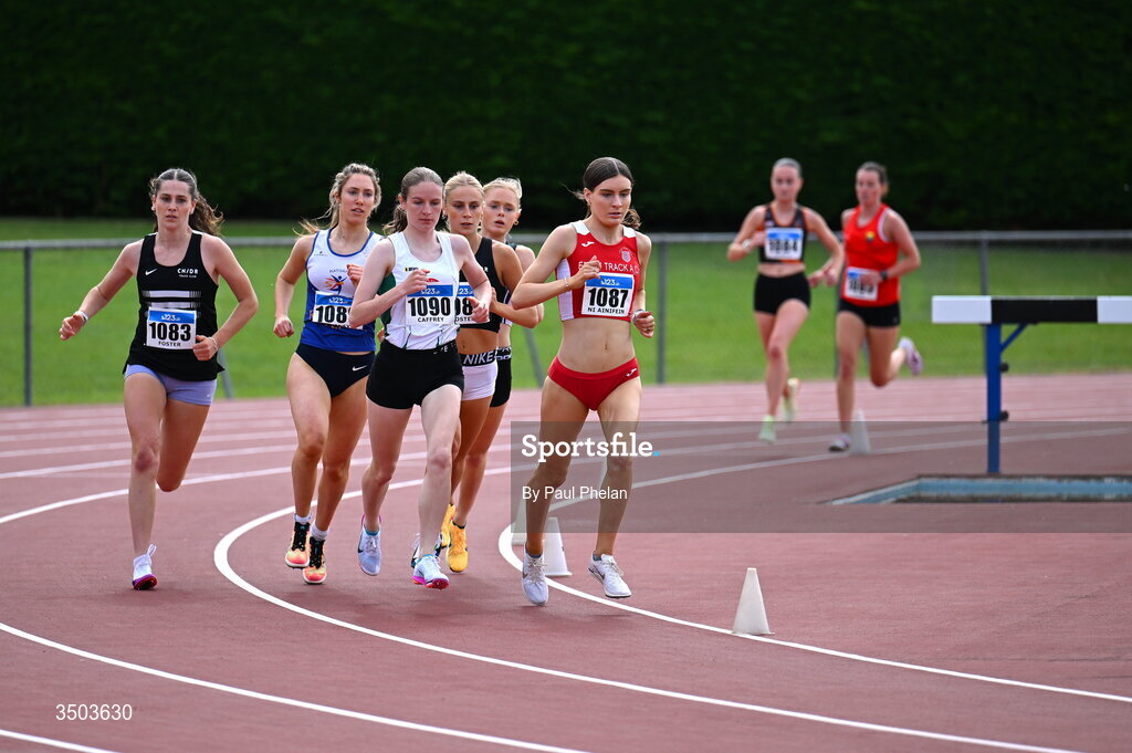 5 July 2026; The U23 women's 1500m during day two of the 123.ie National U20 & U23 Track & Field Championships at Tullamore Harriers Athletics Club in Tullamore, Offaly. Photo by Paul Phelan/Sportsfile