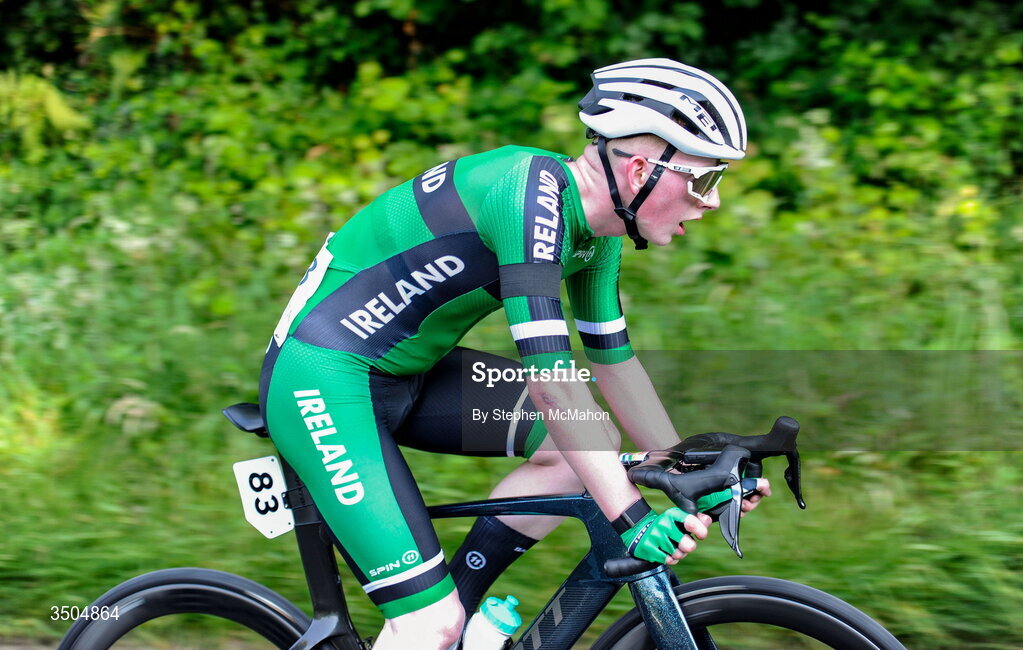 7 July 2026; Darragh Byrne of Cycling Ireland during Stage 1 of 2026 Junior Tour of Ireland in Maghera, Clare. Photo by Stephen McMahon/Sportsfile