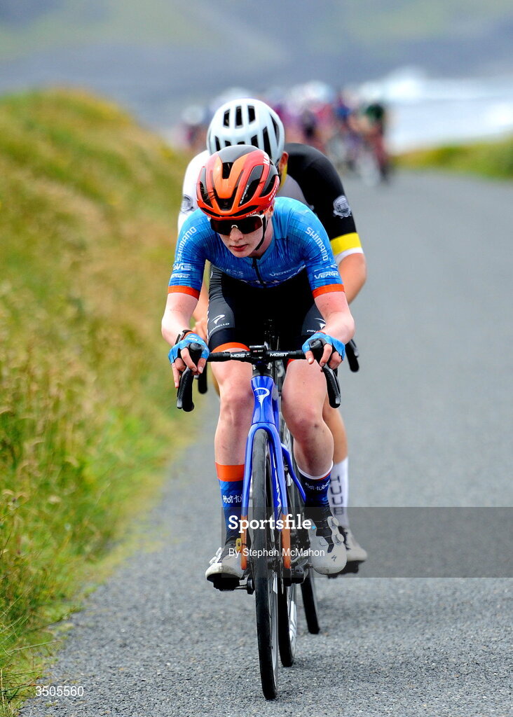 8 July 2026; Cormac Nagle of Hot Tubes during the Stage 2 of 2026 Junior Tour of Ireland in West Clare. Photo by Stephen McMahon/Sportsfile