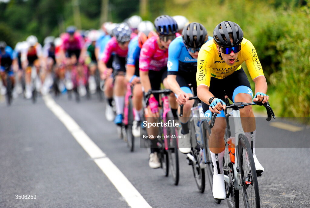 9 July 2026; Race Leader Glen Gregory Koiv of Team Rauland during Stage 3 of 2026 Junior Tour of Ireland in East Clare. Photo by Stephen McMahon/Sportsfile