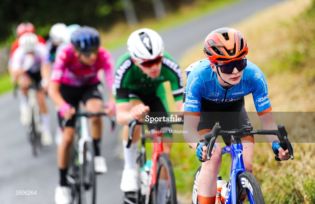 9 July 2026; Cormac Nagle of Hot Tubes during Stage 3 of 2026 Junior Tour of Ireland in East Clare. Photo by Stephen McMahon/Sportsfile