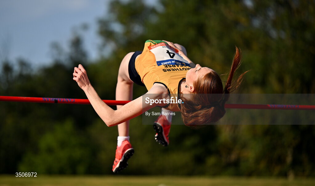 10 July 2026; Siun Quinn of Ireland competes in the Hygo women's high jump during the Morton Games at Morton Stadium in Santry, Dublin. Photo by Sam Barnes/Sportsfile