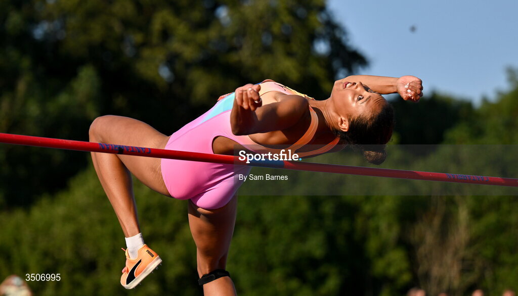 10 July 2026; Morgan Lake of Great Britain competes in the Hygo women's high jump during the Morton Games at Morton Stadium in Santry, Dublin. Photo by Sam Barnes/Sportsfile