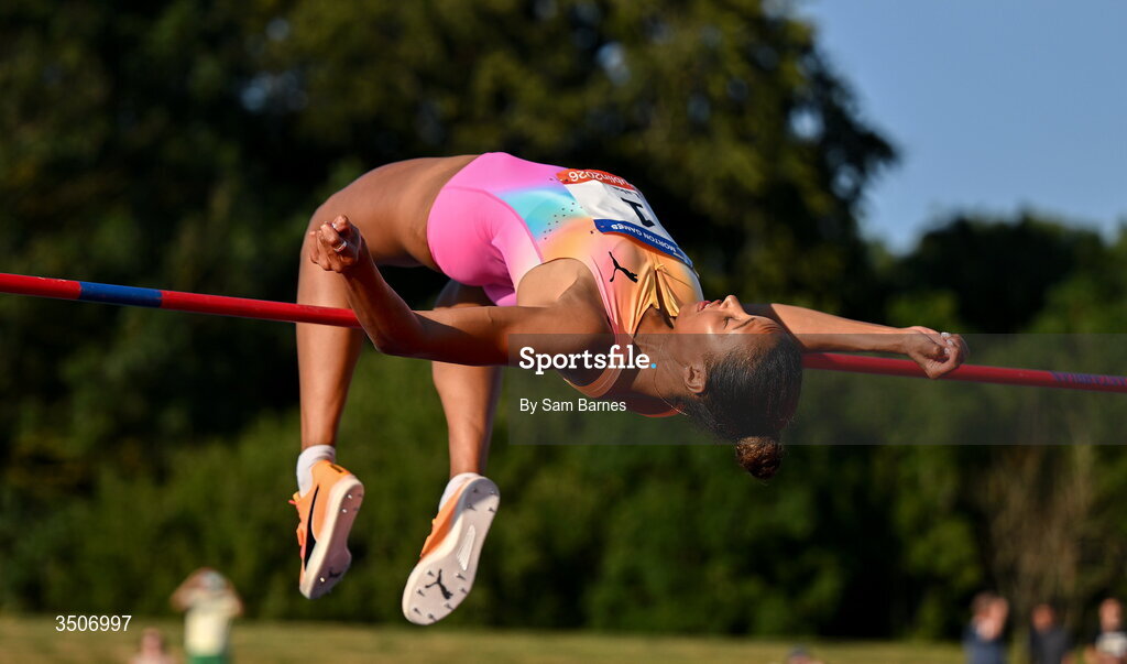 10 July 2026; Morgan Lake of Great Britain competes in the Hygo women's high jump during the Morton Games at Morton Stadium in Santry, Dublin. Photo by Sam Barnes/Sportsfile