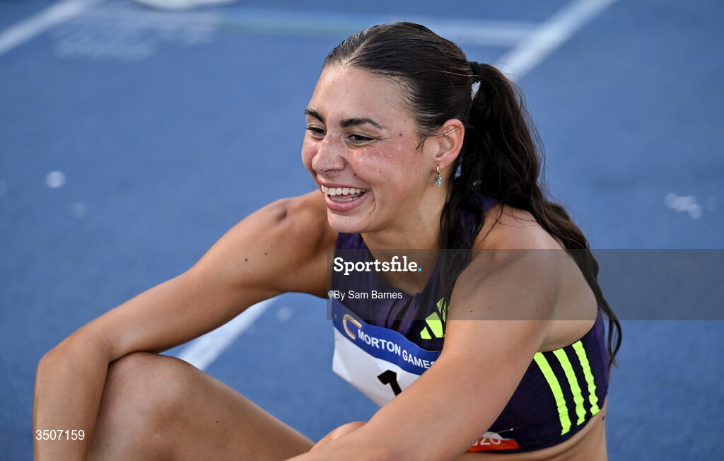 10 July 2026; Sophie O'Sullivan of Ireland after winning the Fashionflo women's 1500m during the Morton Games at Morton Stadium in Santry, Dublin. Photo by Sam Barnes/Sportsfile