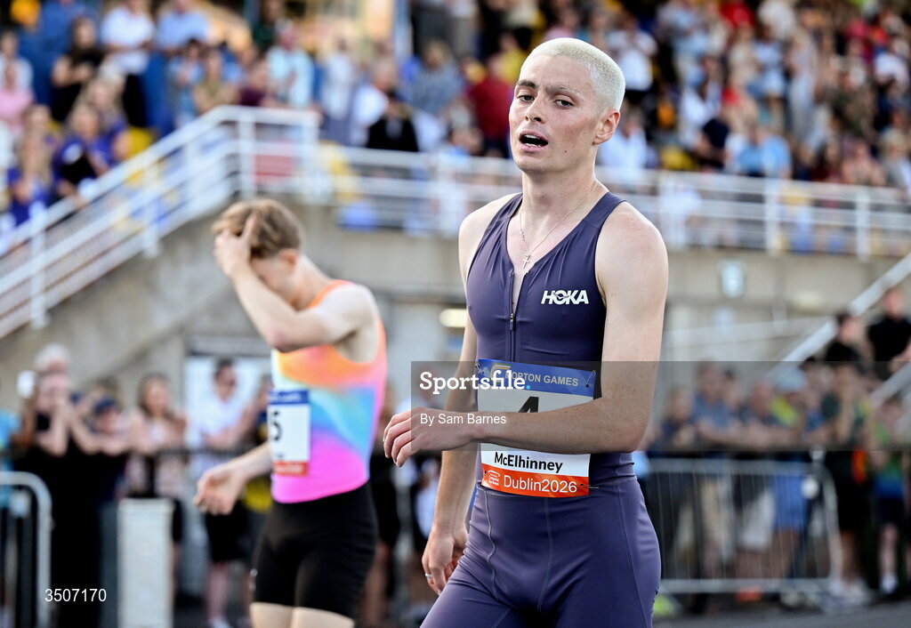10 July 2026; Darragh McElhinney of Ireland after competing in the Albie Thomas Family / Dublin Athletics men's 5000m during the Morton Games at Morton Stadium in Santry, Dublin. Photo by Sam Barnes/Sportsfile