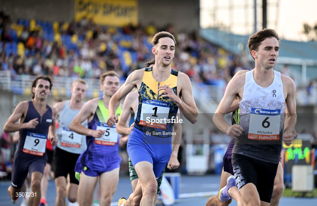 10 July 2026; Cathal Doyle of Ireland competes in the UPMC SSC Men's Morton Mile during the Morton Games at Morton Stadium in Santry, Dublin. Photo by Sam Barnes/Sportsfile