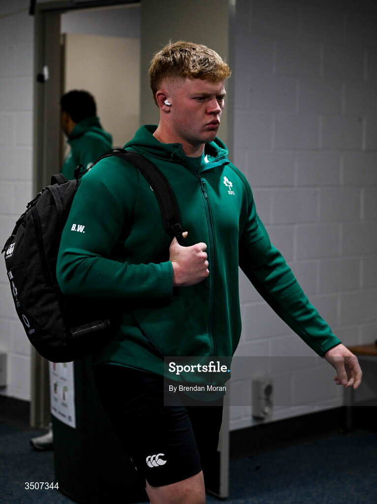 11 July 2026; Bryn Ward of Ireland before the 2026 Nations Championship Round Two match between Japan and Ireland at McDonald Jones Stadium in Newcastle, Australia. Photo by Brendan Moran/Sportsfile
