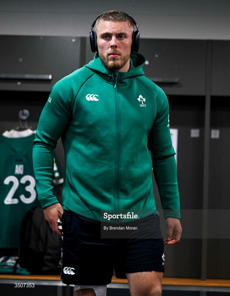 11 July 2026; Sean Jansen of Ireland before the 2026 Nations Championship Round Two match between Japan and Ireland at McDonald Jones Stadium in Newcastle, Australia. Photo by Brendan Moran/Sportsfile