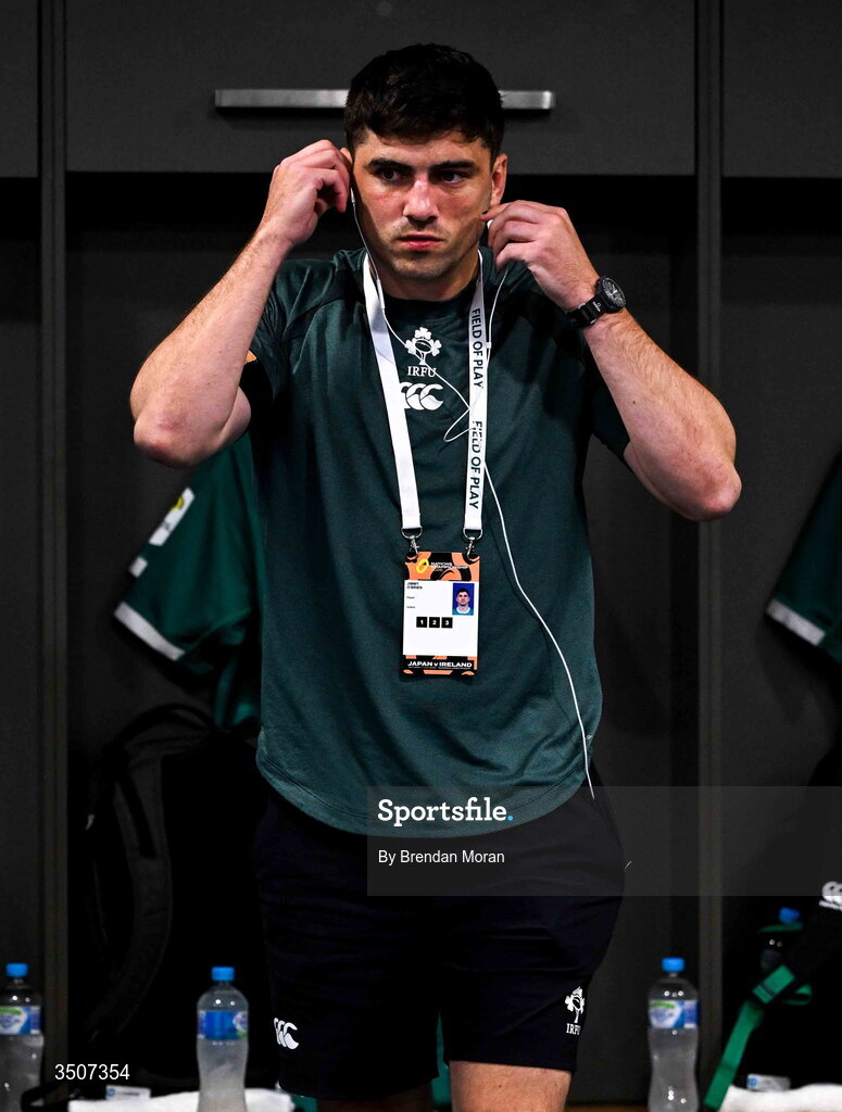 11 July 2026; Jimmy O'Brien of Ireland before the 2026 Nations Championship Round Two match between Japan and Ireland at McDonald Jones Stadium in Newcastle, Australia. Photo by Brendan Moran/Sportsfile