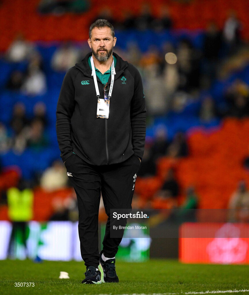 11 July 2026; Ireland head coach Andy Farrell before the 2026 Nations Championship Round Two match between Japan and Ireland at McDonald Jones Stadium in Newcastle, Australia. Photo by Brendan Moran/Sportsfile