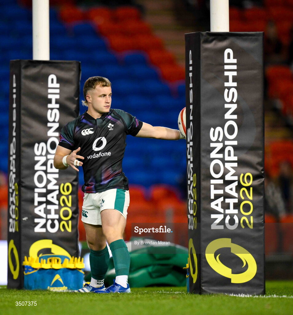 11 July 2026; Craig Casey of Ireland before during the 2026 Nations Championship Round Two match between Japan and Ireland at McDonald Jones Stadium in Newcastle, Australia. Photo by Brendan Moran/Sportsfile