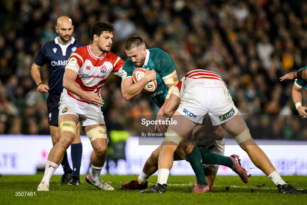 11 July 2026; Stuart McCloskey of Ireland is tackled during the 2026 Nations Championship Round Two match between Japan and Ireland at McDonald Jones Stadium in Newcastle, Australia. Photo by Brendan Moran/Sportsfile