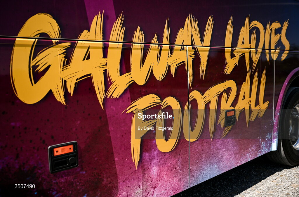11 July 2026; The Galway Ladies bus decal is seen before the 2026 LGFA All-Ireland U20 final match between Donegal and Galway at Kilcoyne Memorial Park in Tubbercurry, Sligo. Photo by David Fitzgerald/Sportsfile