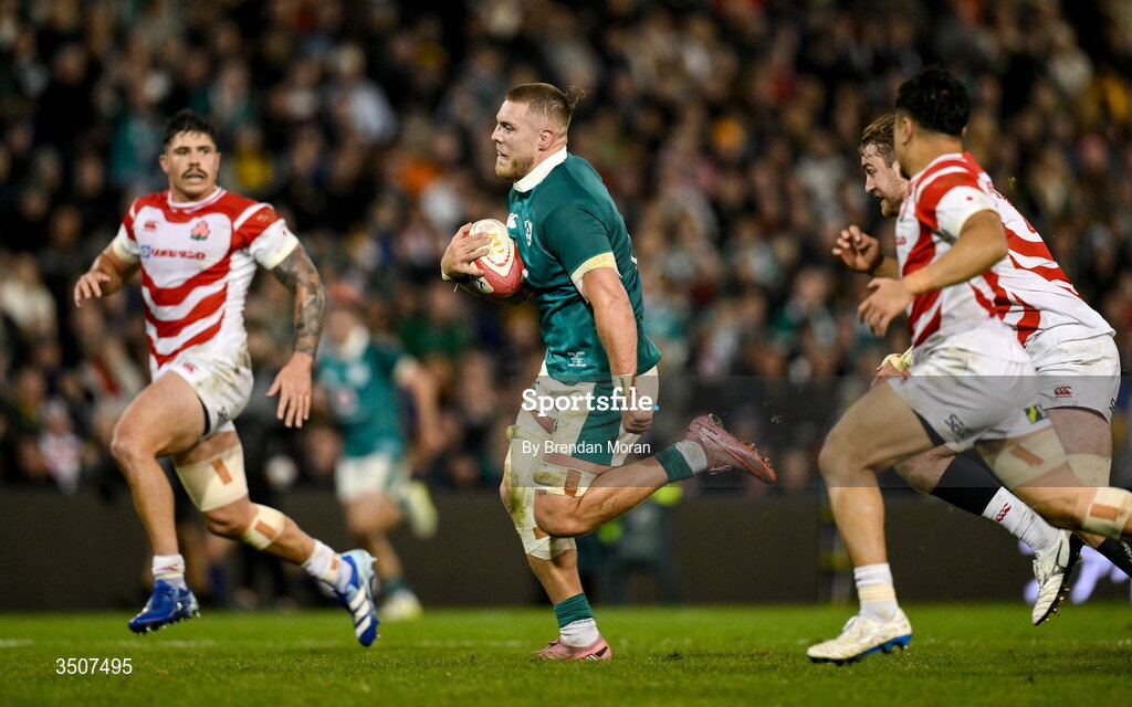 11 July 2026; Sean Jansen of Ireland during the 2026 Nations Championship Round Two match between Japan and Ireland at McDonald Jones Stadium in Newcastle, Australia. Photo by Brendan Moran/Sportsfile