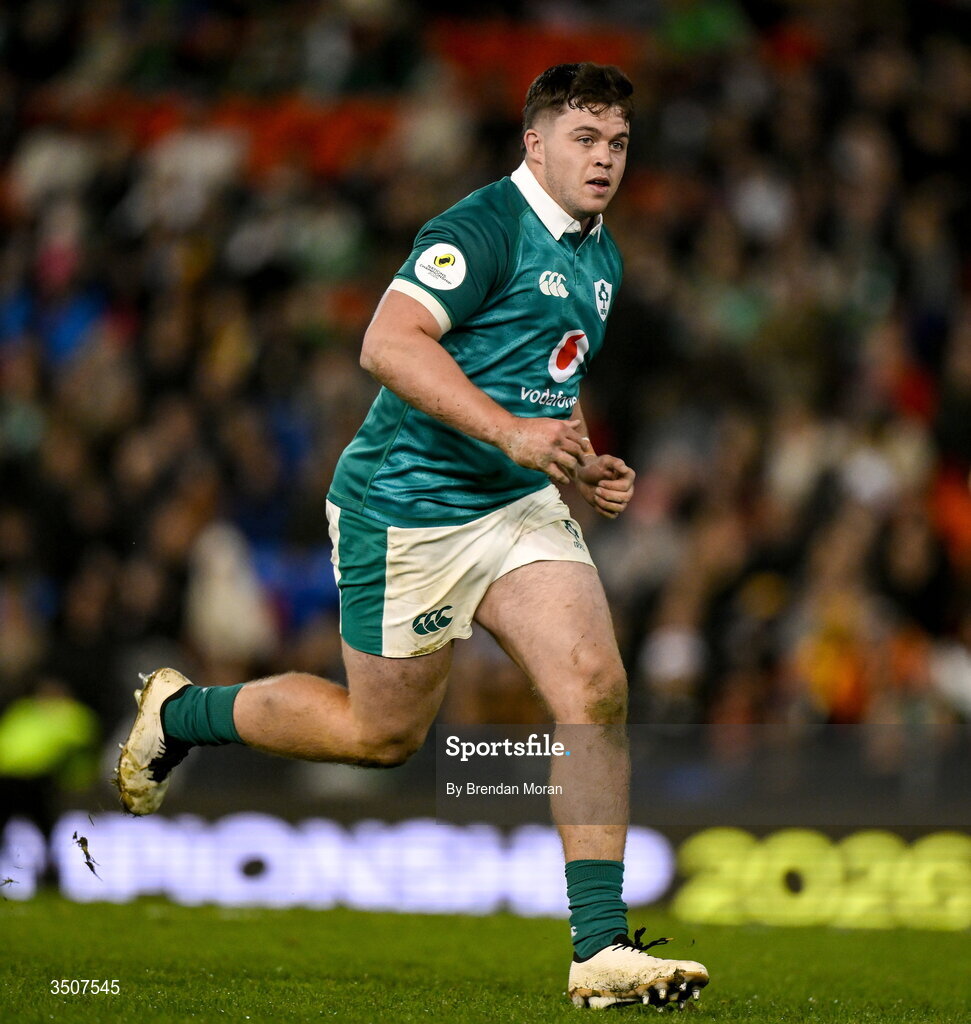11 July 2026; Billy Bohan of Ireland during the 2026 Nations Championship Round Two match between Japan and Ireland at McDonald Jones Stadium in Newcastle, Australia. Photo by Brendan Moran/Sportsfile