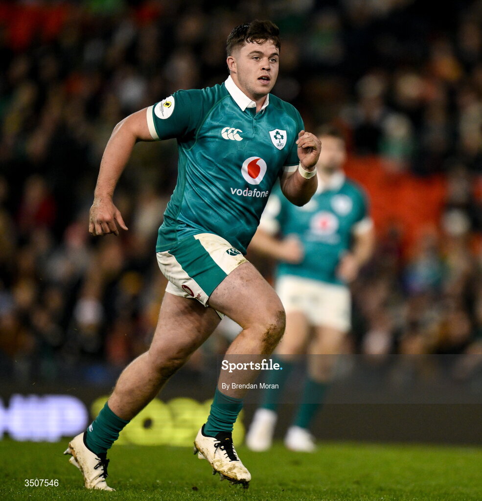 11 July 2026; Billy Bohan of Ireland during the 2026 Nations Championship Round Two match between Japan and Ireland at McDonald Jones Stadium in Newcastle, Australia. Photo by Brendan Moran/Sportsfile