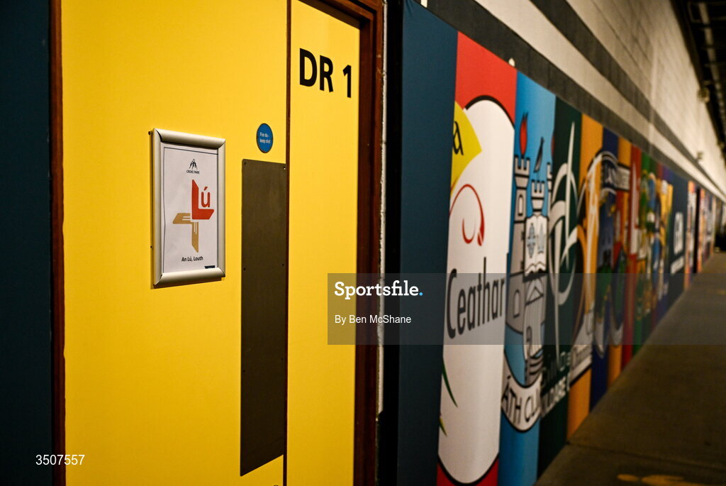 11 July 2026; A general view of outside the Louth dressing room before the GAA Football All-Ireland Senior Championship semi-final match between Mayo and Louth at Croke Park in Dublin. Photo by Ben McShane/Sportsfile