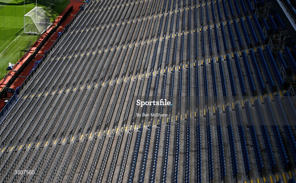 11 July 2026; A general view of seats in the Davin Stand before the GAA Football All-Ireland Senior Championship semi-final match between Mayo and Louth at Croke Park in Dublin. Photo by Ben McShane/Sportsfile