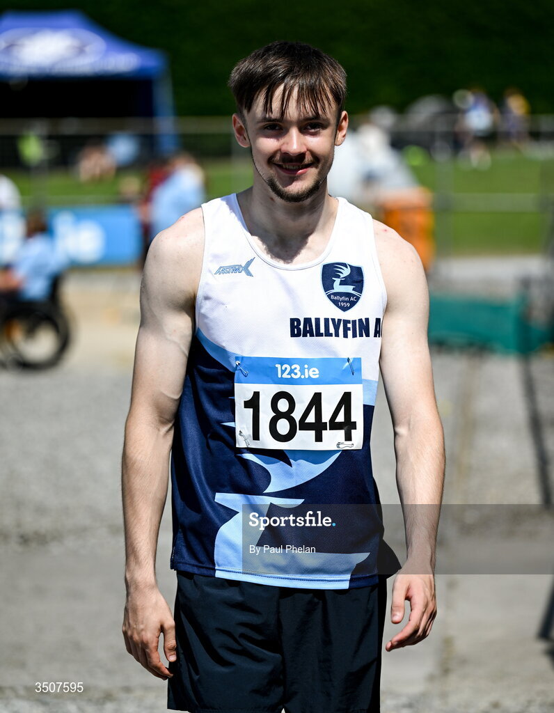 11 July 2026; Jack Keenan of Ballyfin A.C. competes in the U19 boy's Long Jump during day three of the 123.ie National Championships at Tullamore Harriers Athletics Club in Tullamore, Offaly. Photo by Paul Phelan/Sportsfile
