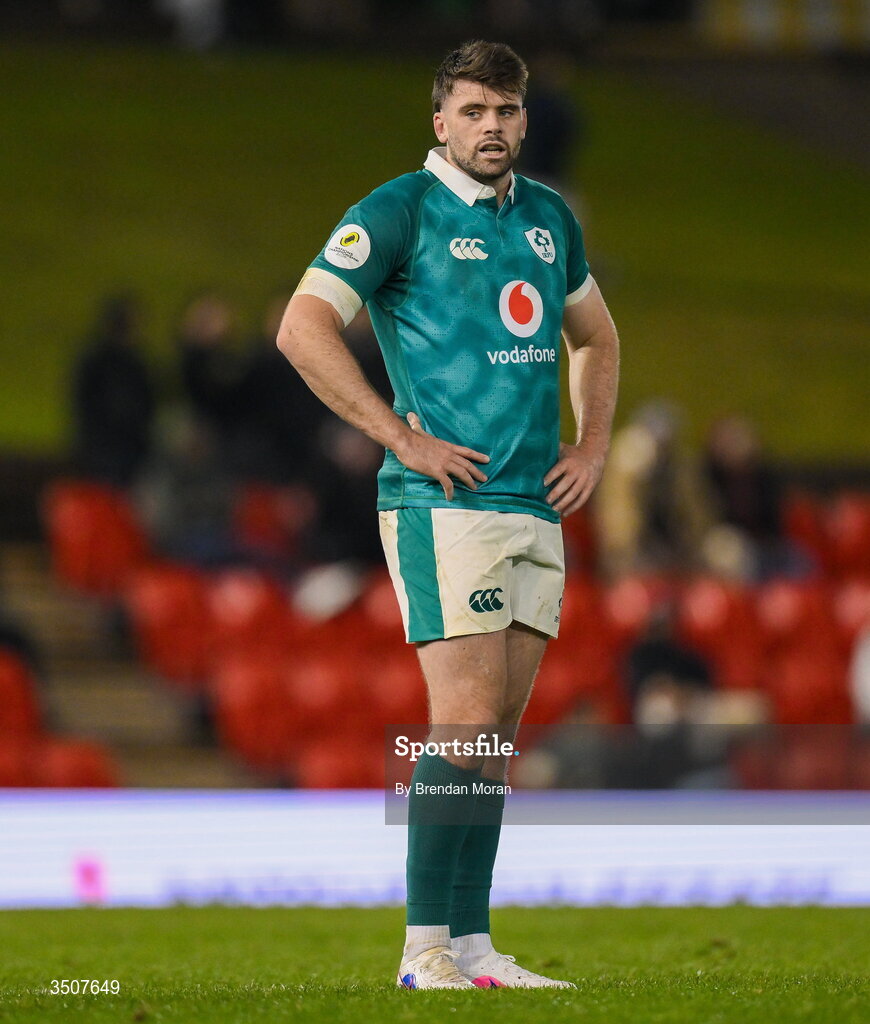 11 July 2026; Harry Byrne of Ireland during the 2026 Nations Championship Round Two match between Japan and Ireland at McDonald Jones Stadium in Newcastle, Australia. Photo by Brendan Moran/Sportsfile