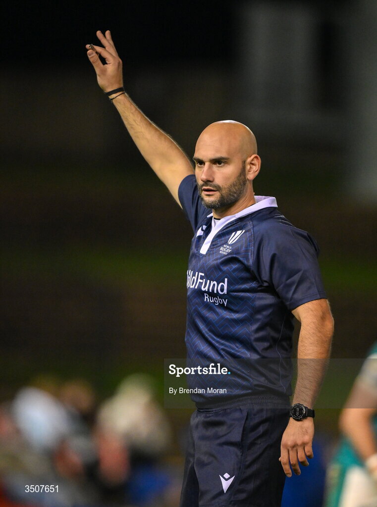 11 July 2026; Referee Andrea Piardi during the 2026 Nations Championship Round Two match between Japan and Ireland at McDonald Jones Stadium in Newcastle, Australia. Photo by Brendan Moran/Sportsfile