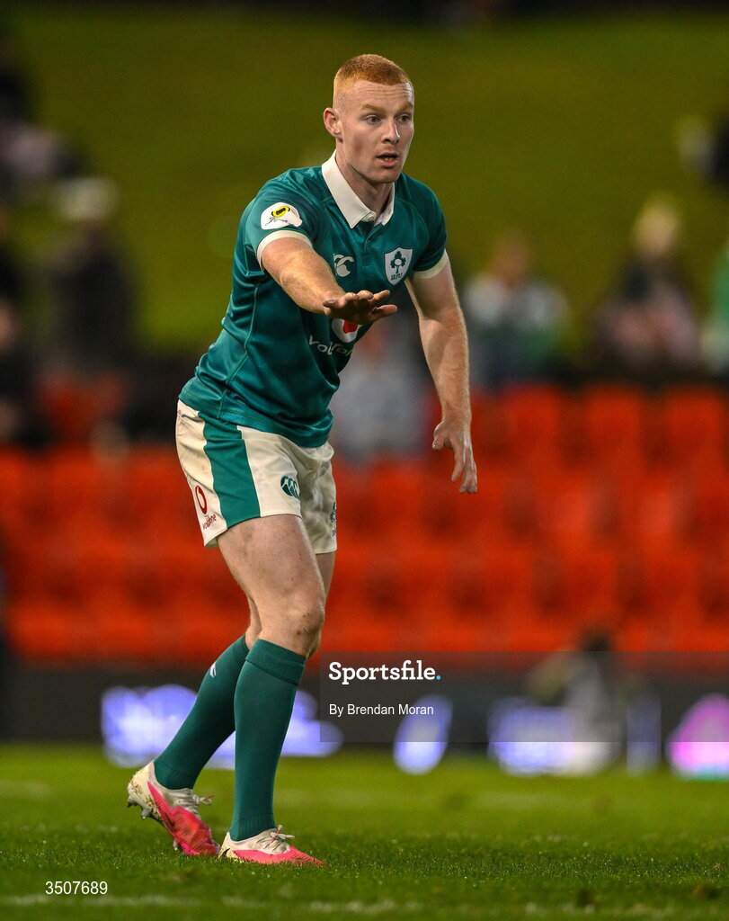 11 July 2026; Nathan Doak of Ireland during the 2026 Nations Championship Round Two match between Japan and Ireland at McDonald Jones Stadium in Newcastle, Australia. Photo by Brendan Moran/Sportsfile