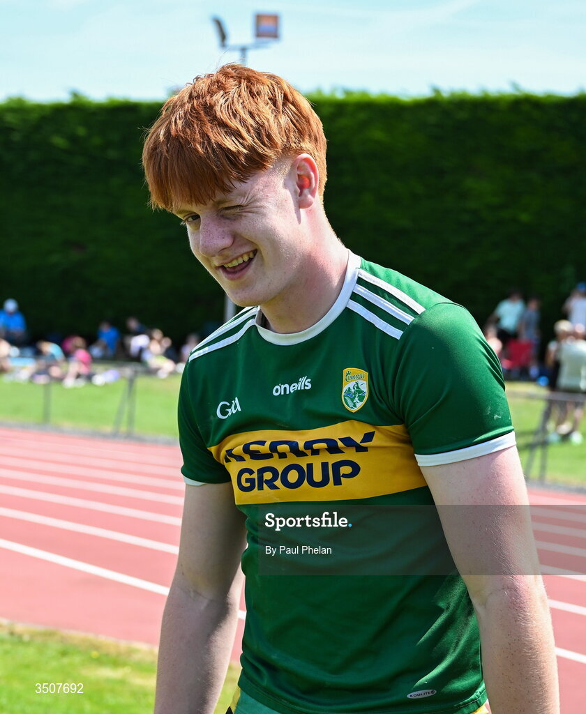 11 July 2026; Liam Rohan of An Ríocht A.C. during the U18 boy's Shot Put during day three of the 123.ie National Championships at Tullamore Harriers Athletics Club in Tullamore, Offaly. Photo by Paul Phelan/Sportsfile