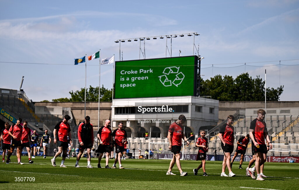 11 July 2026; Down players inspect the pitch before the Tailteann Cup final match between Down and Wicklow at Croke Park in Dublin. Photo by Ben McShane/Sportsfile