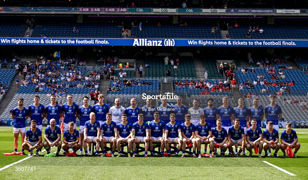 11 July 2026; The Wicklow team before the Tailteann Cup final match between Down and Wicklow at Croke Park in Dublin. Photo by Ben McShane/Sportsfile