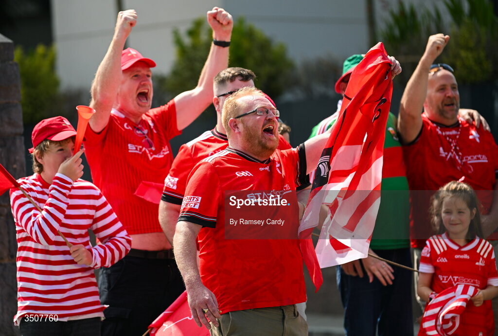 11 July 2026; Louth supporters before the GAA Football All-Ireland Senior Championship semi-final match between Mayo and Louth at Croke Park in Dublin. Photo by Ramsey Cardy/Sportsfile