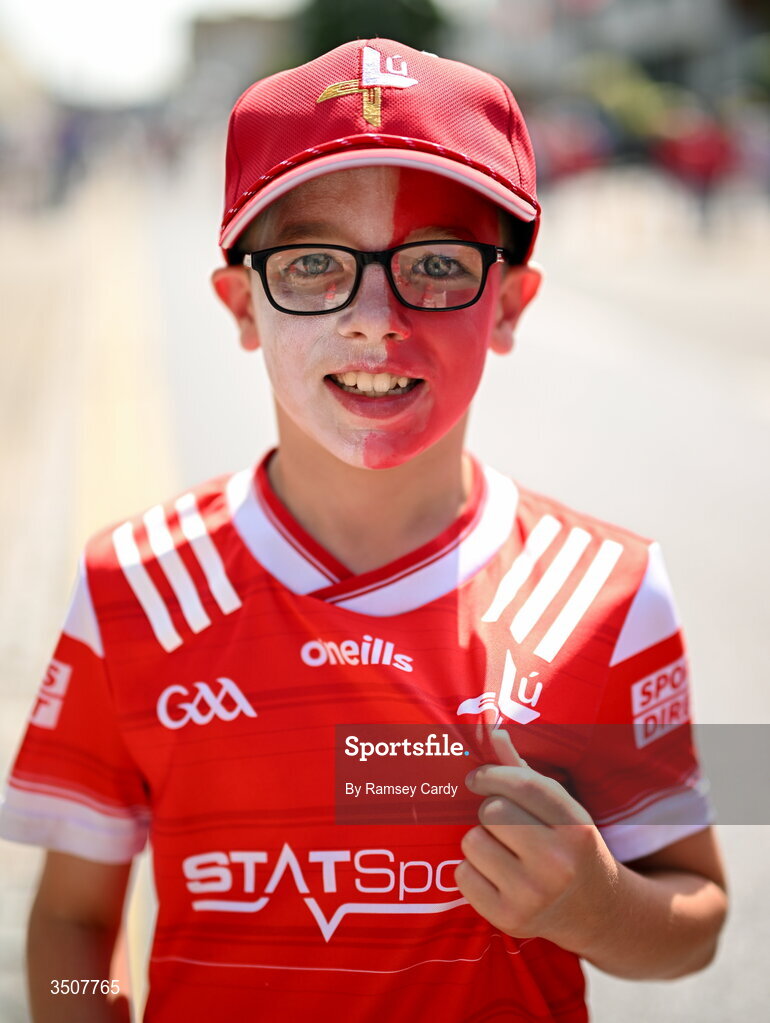 11 July 2026; A Louth supporter before the GAA Football All-Ireland Senior Championship semi-final match between Mayo and Louth at Croke Park in Dublin. Photo by Ramsey Cardy/Sportsfile