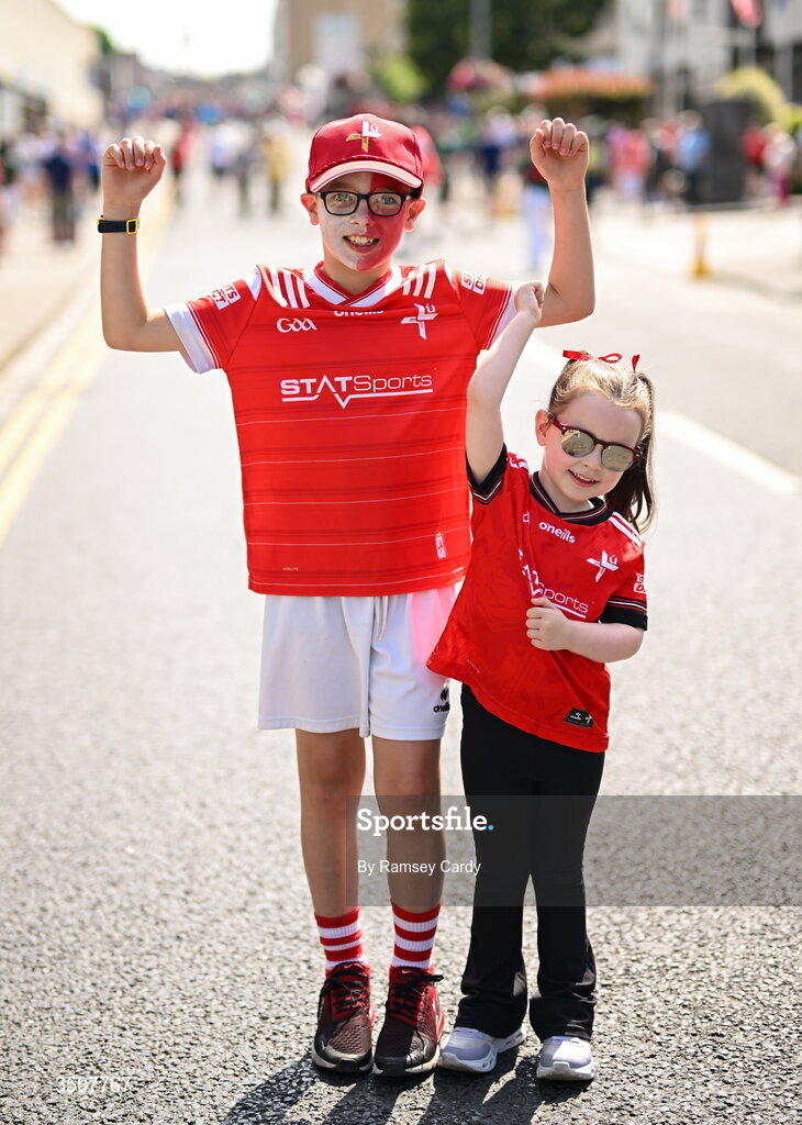 11 July 2026; Louth supporters before the GAA Football All-Ireland Senior Championship semi-final match between Mayo and Louth at Croke Park in Dublin. Photo by Ramsey Cardy/Sportsfile