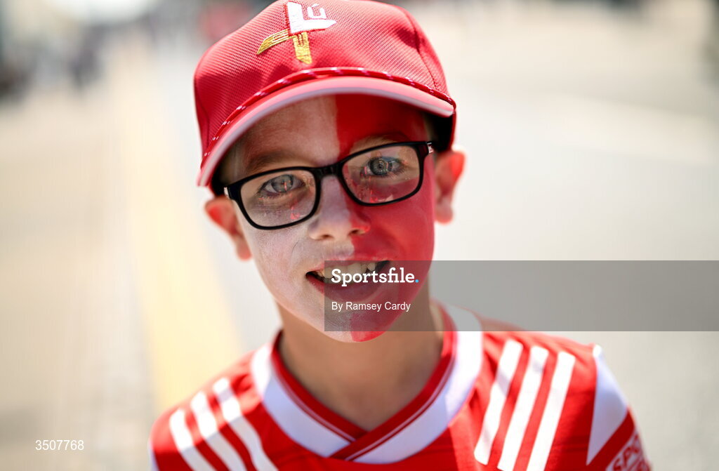 11 July 2026; A Louth supporter before the GAA Football All-Ireland Senior Championship semi-final match between Mayo and Louth at Croke Park in Dublin. Photo by Ramsey Cardy/Sportsfile