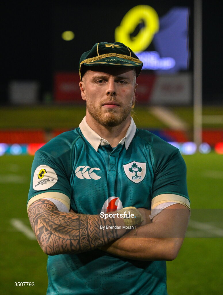 11 July 2026; Sean Jansen of Ireland with his first international cap after the 2026 Nations Championship Round Two match between Japan and Ireland at McDonald Jones Stadium in Newcastle, Australia. Photo by Brendan Moran/Sportsfile