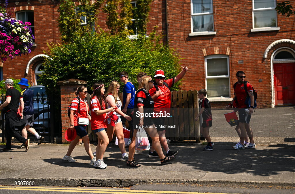 11 July 2026; Supporters outside the stadium before the GAA Football All-Ireland Senior Championship semi-final match between Mayo and Louth at Croke Park in Dublin. Photo by Piaras Ó Mídheach/Sportsfile