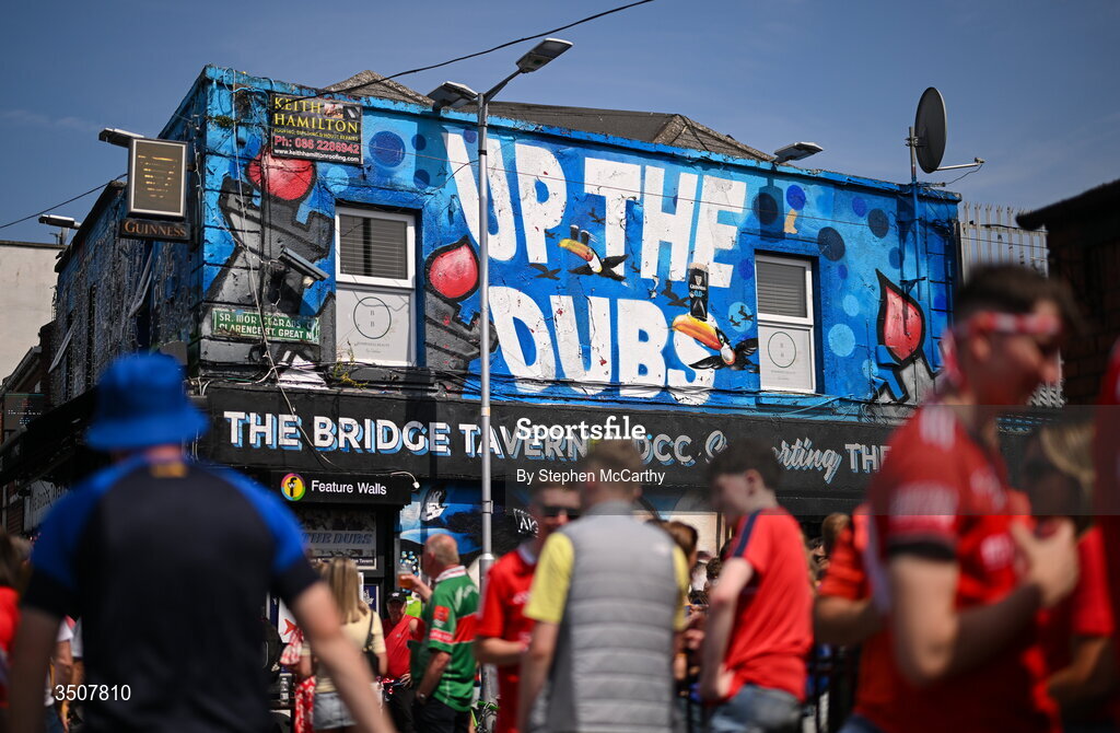 11 July 2026; A general view of a pub in the Ballybough area before the GAA Football All-Ireland Senior Championship semi-final match between Mayo and Louth at Croke Park in Dublin. Photo by Stephen McCarthy/Sportsfile