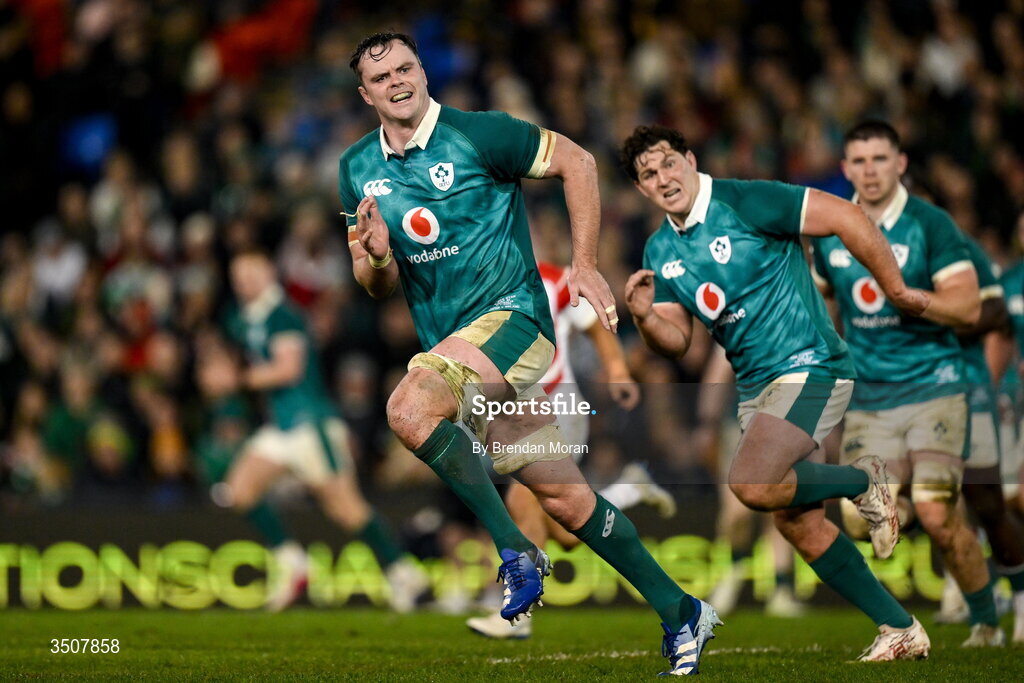 11 July 2026; James Ryan of Ireland during the 2026 Nations Championship Round Two match between Japan and Ireland at McDonald Jones Stadium in Newcastle, Australia. Photo by Brendan Moran/Sportsfile