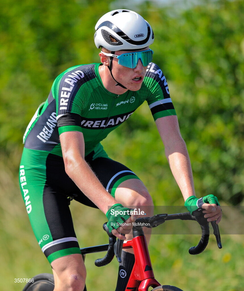 11 July 2026; Fionn Killeen of Cycling Ireland during Stage 5 of 2026 Junior Tour of Ireland to Ballyallia Lake. Photo by Stephen McMahon/Sportsfile