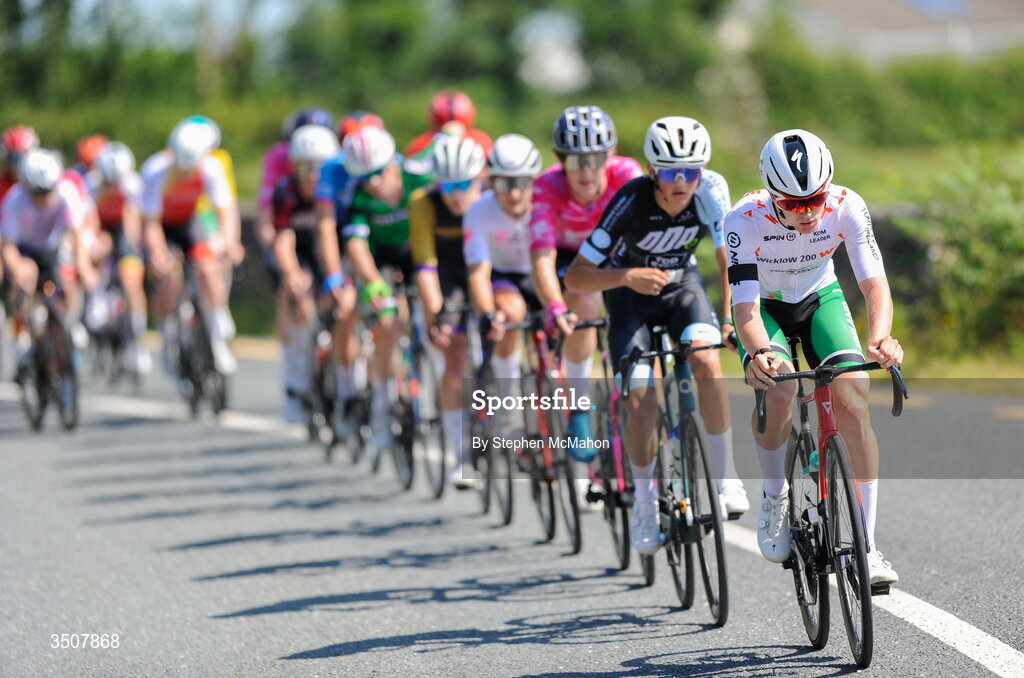 11 July 2026; King of the Mountains Hugh Óg Mulhearne of Cycling Ireland during Stage 5 of 2026 Junior Tour of Ireland to Ballyallia Lake. Photo by Stephen McMahon/Sportsfile