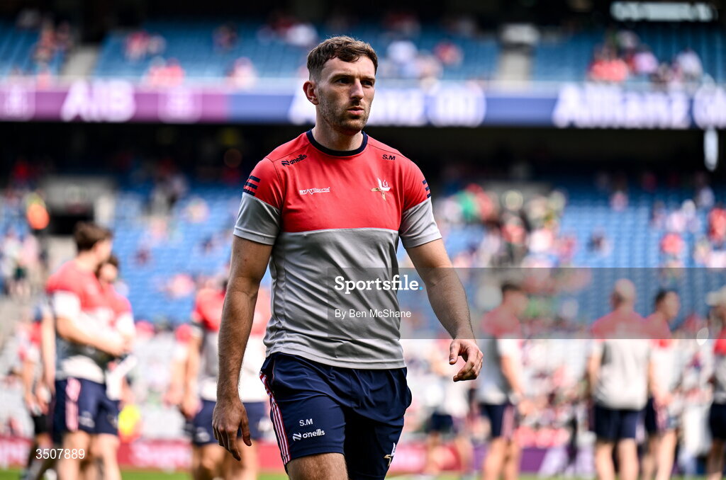 11 July 2026; Sam Mulroy of Louth before the GAA Football All-Ireland Senior Championship semi-final match between Mayo and Louth at Croke Park in Dublin. Photo by Ben McShane/Sportsfile
