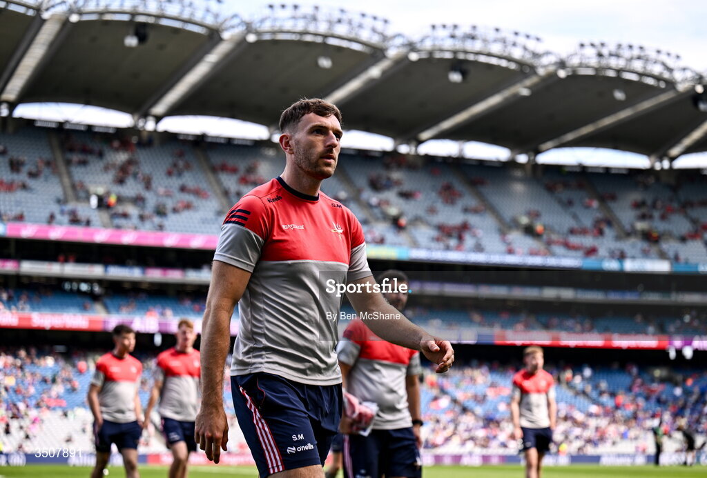 11 July 2026; Sam Mulroy of Louth before the GAA Football All-Ireland Senior Championship semi-final match between Mayo and Louth at Croke Park in Dublin. Photo by Ben McShane/Sportsfile