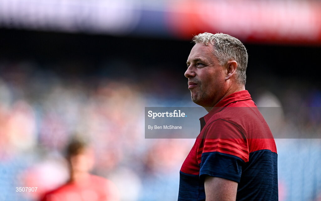 11 July 2026; Louth manager Gavin Devlin before the GAA Football All-Ireland Senior Championship semi-final match between Mayo and Louth at Croke Park in Dublin. Photo by Ben McShane/Sportsfile